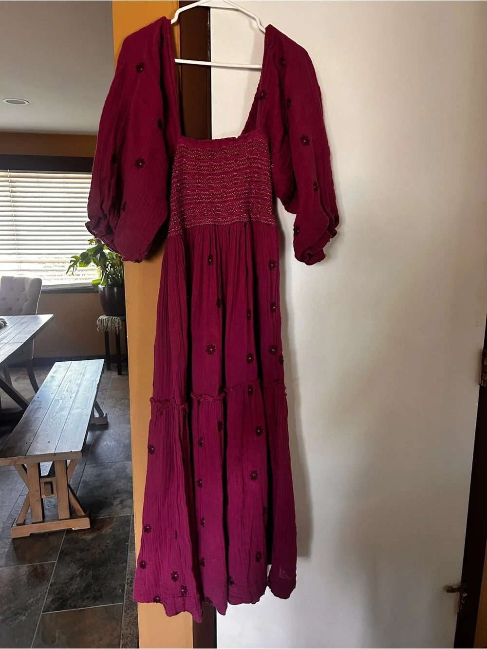 Free People Magenta Purple Off Shoulder Maxi Dress XS Boho